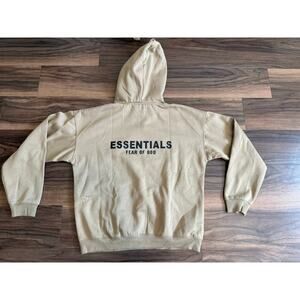 Fear of God Essentials Hoodie Tan Beige Pullover Logo Sweatshirt Unisex NEW